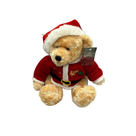 Dan Dee 12" Holiday Bear with Red Knit Sweater Christmas Plush Stuffed Animal - Picture 1 of 8